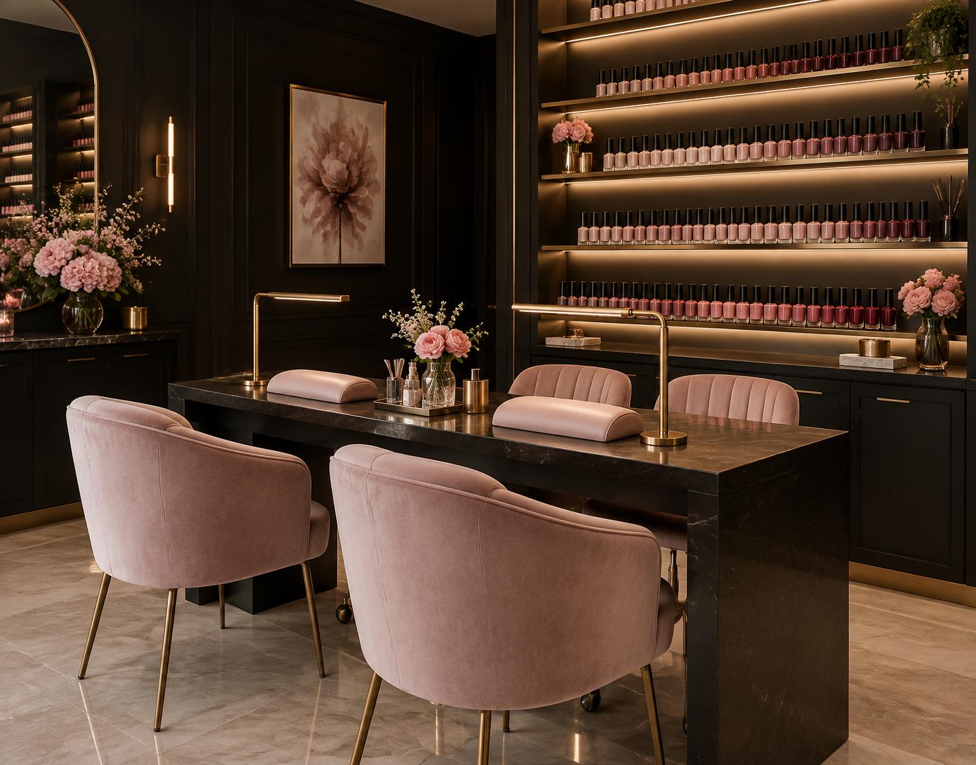 Ambiente elegante do Studio Bella Nails